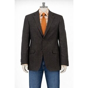 Banana Republic Blazer Men 44R Brown 100% Linen 2-Button Sport Coat Textured